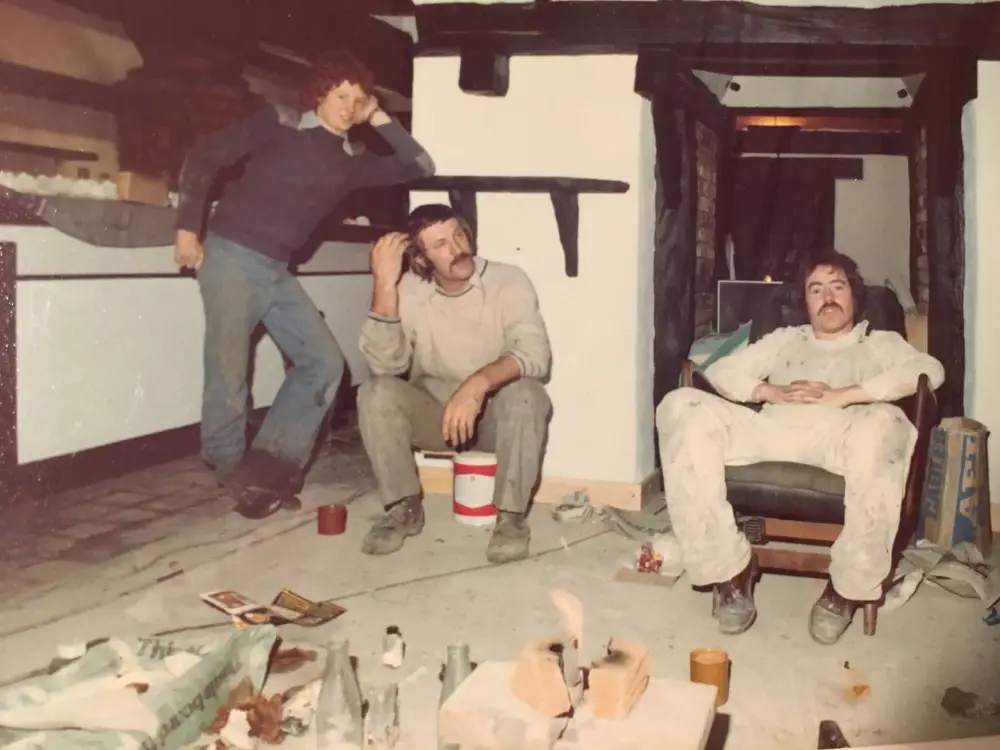 Taking a break during the fit-out of the bar