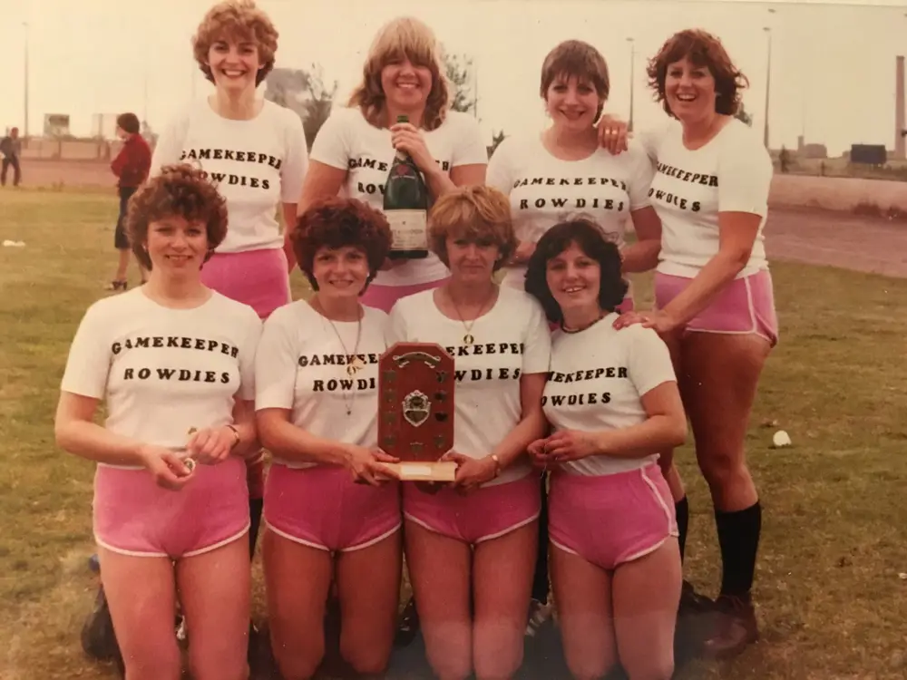 The Gamekeeper Rowdies team with their trophy